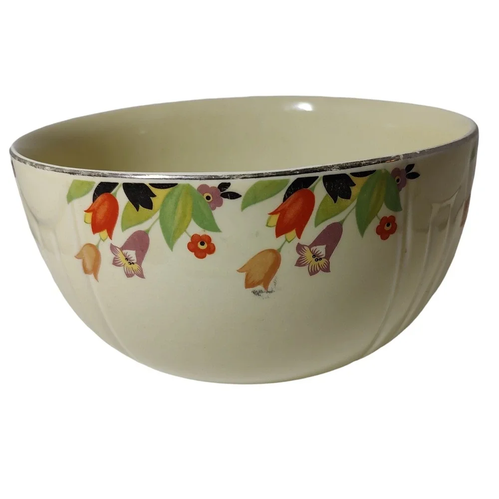 Halls Superior Mixing Bowl Crocus Quality Kitchenware Floral Pattern‎ Yellow SEE